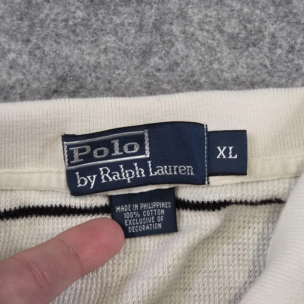 Polo Ralph Lauren T Shirt Mens XL White Striped Cotton Short Sleeve Pony‎ Logo